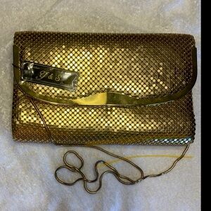 Y&S Handbags Gold Clutch with Snakeskin Texture